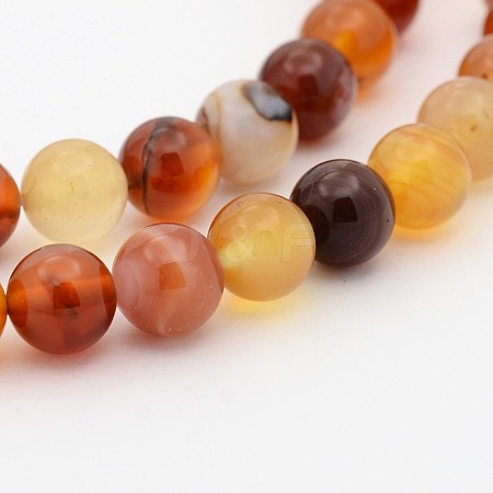 Natural Red Agate Dyed Round Bead Strands G-P070-20-8mm-1