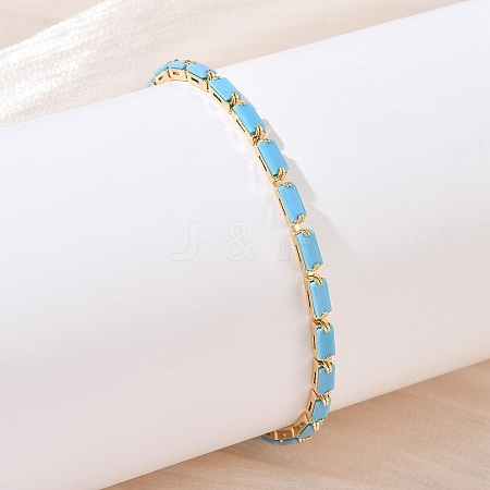 Synthetic Turquoise Tennis Bracelets KK-CBA964F-01G-02-1