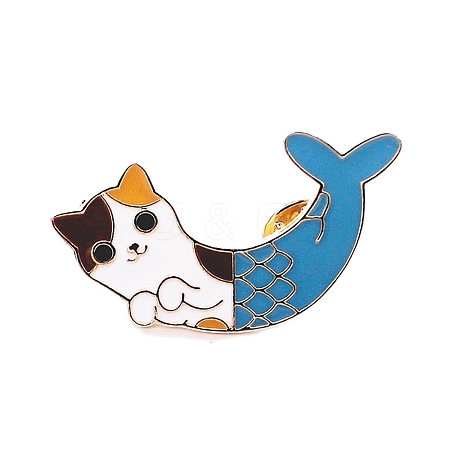 Cartoon Mermaid Cat Alloy Enamel Pins PW-WG13484-01-1