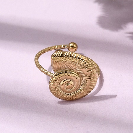 Conch 304 Stainless Steel Open Finger Rings for Women RJEW-A091-16G-1