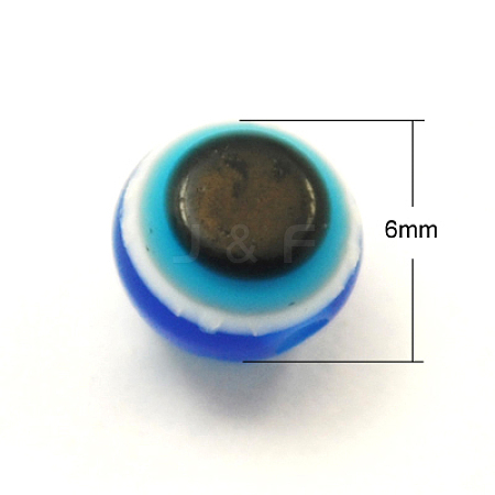 Flat Round Evil Eye Resin Beads X-RESI-R039-9-1
