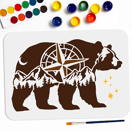 MAYJOYDIY US 1Pc Compass PET Hollow Out Drawing Painting Stencils DIY-MA0004-60-1