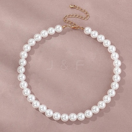 Plastic Imitation Pearl Round Beaded Necklaces for Women WGF0340-04-1