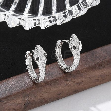 Brass Cubic Zirconia Hoop Earrings EJEW-Q014-08P-1