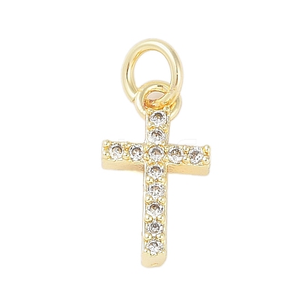 Rack Plating Brass Micro Pave Clear Cubic Zirconia Pendants KK-Z060-04G-01-1