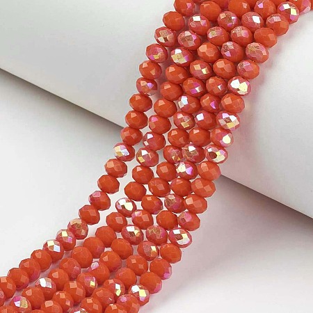 Electroplate Opaque Solid Color Glass Beads Strands X1-EGLA-A034-P4mm-L03-1