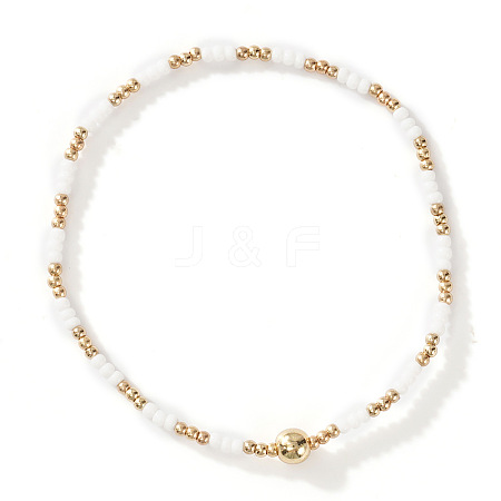 Glass Seed Beads & CCB Beads Stretch Bracelets TB4137-28-1
