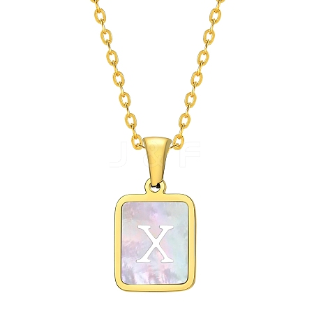 Shell Rectangle Pendant Initial Necklaces PW-WGEBFCF-24-1