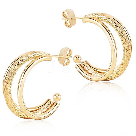 Titanium Steel Triple Line Claw Stud Earrings for Women JE1104A-1