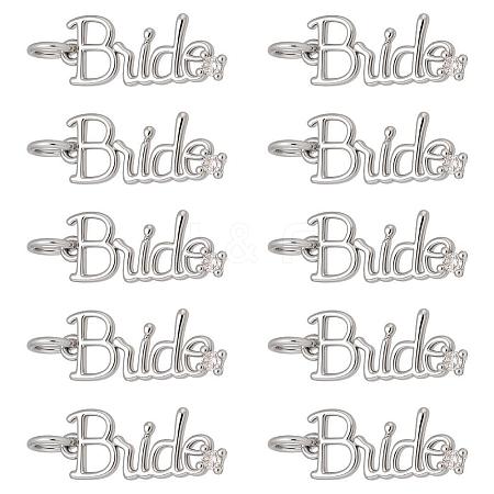 10Pcs Brass Micro Pave Cubic Zirconia Pendants KK-PH0014-23P-1