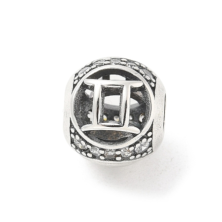 Brass Clear Cubic Zirconia European Beads LS-FIND-M049-01AS-08-1