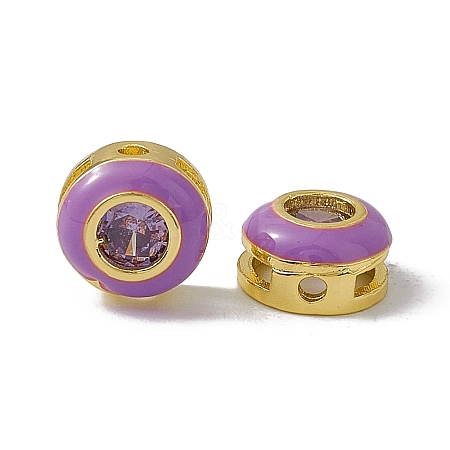 Rack Plating Brass Cubic Zirconia Beads KK-C007-15G-04-1