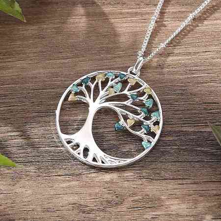 Alloy Pendant Moon & Tree of Life Necklace for Women PW-WGFDBCB-02-1