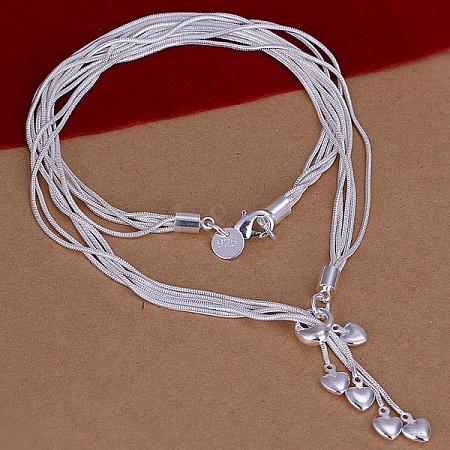 Popular Silver Color Plated Brass 3-strand Snake Chain Necklaces NJEW-BB12708-1