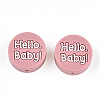 Word Hello Baby Print Pattern Silicone Beads SIL-N005-06-2