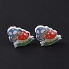 Acrylic Cartoon Mushroom Stud Earrings with Platic Pins for Women EJEW-F293-03C-3