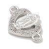 Rack Plating Brass Micro Pave Clear Cubic Zirconia Religion Heart Virgin Mary Connector Charms KK-L224-099P-04-2