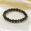 Natural Golden Sheen Obsidian Bead Stretch Bracelets X-BJEW-K212-B-020-3