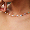 Bohemian Beach Vacation Brass Enamel Sunflower Handmade Link Chain Necklaces Women's Date Gift HM4276-5