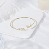 1Pc Elegant Brass Cubic Zirconia Leaf Cuff Bangles for Women BJEW-LP0003-33G-03-3
