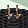 Wine Glass Brass Micro Pave Cubic Zirconia Dangle Hoop Earrings EJEW-F384-16G-02-1