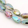 Teardrop Electroplate Rainbow Plated Glass Beads Strands EGLA-P013-M-3