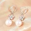 Valentine's Day Flower Brass Hoop Earrings EJEW-Z164-03P-1