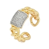 Brass Micro Pave Cubic Zirconia Open Cuff Ring for Women RJEW-F177-03GP-05-2