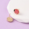 Brass Enamel Ladybird Stud Earrings EJEW-I322-11G-3