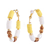 Brass Heishi Beaded Hoop Earrings EJEW-JE04087-01-2