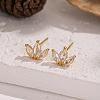 304 Stainless Steel Flower Stud Earrings WA7046-2