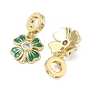 Saint Patrick's Day Brass Pave Clear Cubic Zirconia European Dangle Charms KK-F933-01G-2