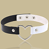 Adjustable Gothic Two Tone PU Leather Alloy Heart Choker Necklaces for Women NJEW-WH20816-007P-F-7