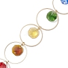 Colorful Glass Octagon Beads & Brass Rings Hanging Ornaments HJEW-JM02145-4