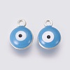 Double-sided Platinum Plated Alloy Enamel Charms ENAM-WH0046-B05-1