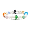 Lampwork Mushroom & Glass Pearl Beaded Stretch Bracelet for Kids BJEW-JB08390-4