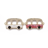 Brass Micro Pave Cubic Zirconia Links ZIRC-F113-03-G-1