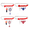 4Pcs 4 Styles Steel Brooches JEWB-DR00026-1