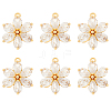 6Pcs Brass Micro Pave Clear Cubic Zirconia Pendants ZIRC-HS0001-07-1