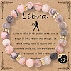 12 Constellations Natural Zebra Jasper Round Beaded with Enamel Heart Charm Bracelets WGB6967-09-1