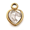 304 Stainless Steel with Rhinestone Pendants STAS-Q346-01G-10-1