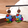 Teachers' Day Printed Wooden Dangle Earrings for Teachers FS-WG20E88-06-1