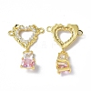 Brass Pave Clear & Pink Cubic Zirconia Connector Charms KK-P223-40G-1