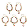 5Pcs 5 Styles Christmas Alloy Enamel Multi-strand Bracelets for Women BJEW-JB12079-2