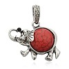 Elephant Antique Silver Plated Alloy Dyed Synthetic Turquoise Pendants PALLOY-J631-02AS-1