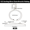 Beebeecraft 2Pcs 925 Sterling Silver Chain Link Bracelet Making MAK-BBC0001-02-2