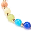 Natural Agate & Cat Eye Round Beaded Stretch Bracelet BJEW-JB08365-5