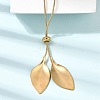 Adjustable 304 Stainless Steel Leaf Pendant Lariat Necklaces for Women SA-CBAB727-03G-2