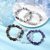 Natural Mixed Stone Chip & Cuboid Beaded Stretch Bracelets for Women BJEW-JB10808-2