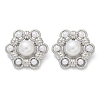 Flower Brass ABS Imitation Pearl Stud Earrings EJEW-M082-09P-2